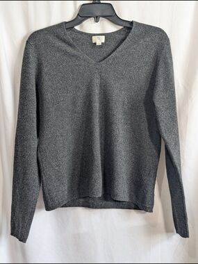 Apt. 9 100% Cashmere V-Neck Sweater Gray Charcoal Size M